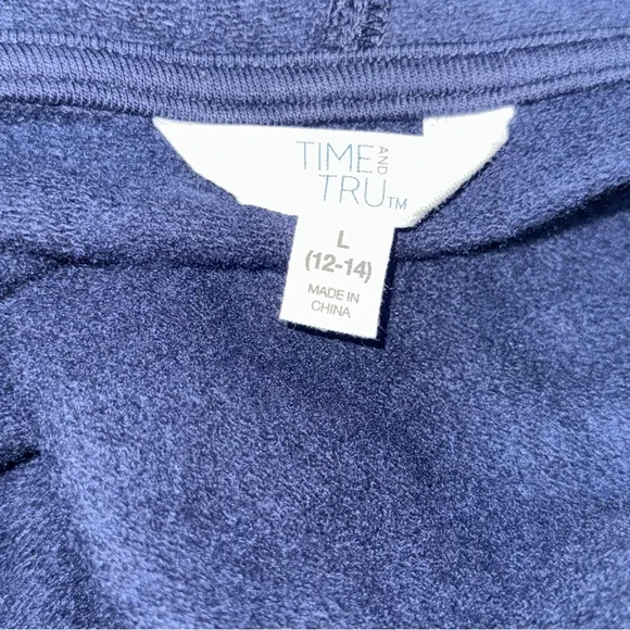 Navy Blue Knit Flowy Sweater with Hood - Picture 4 of 5